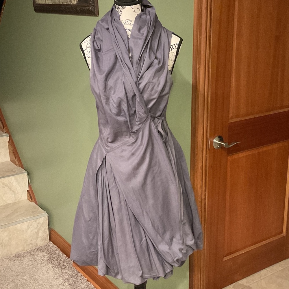 Elan Asymmetrical Gray Wrap Dress, Size M